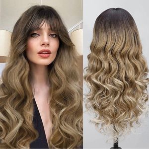 Human hair blend ombré blonde wig